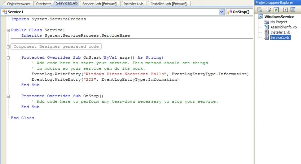 Windows Dienst in VB Express  .NET einfach erstellen